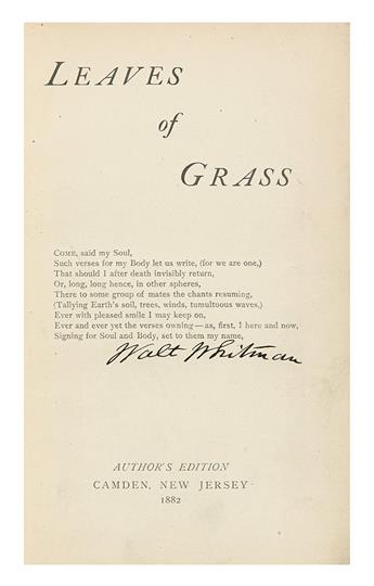 WHITMAN, WALT. Leaves of Grass.